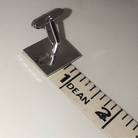 Vtg MOP Mother of Pearl Inlay Square Textured Silver Tone Cufflinks .9” x .8” - Picture 6 of 6